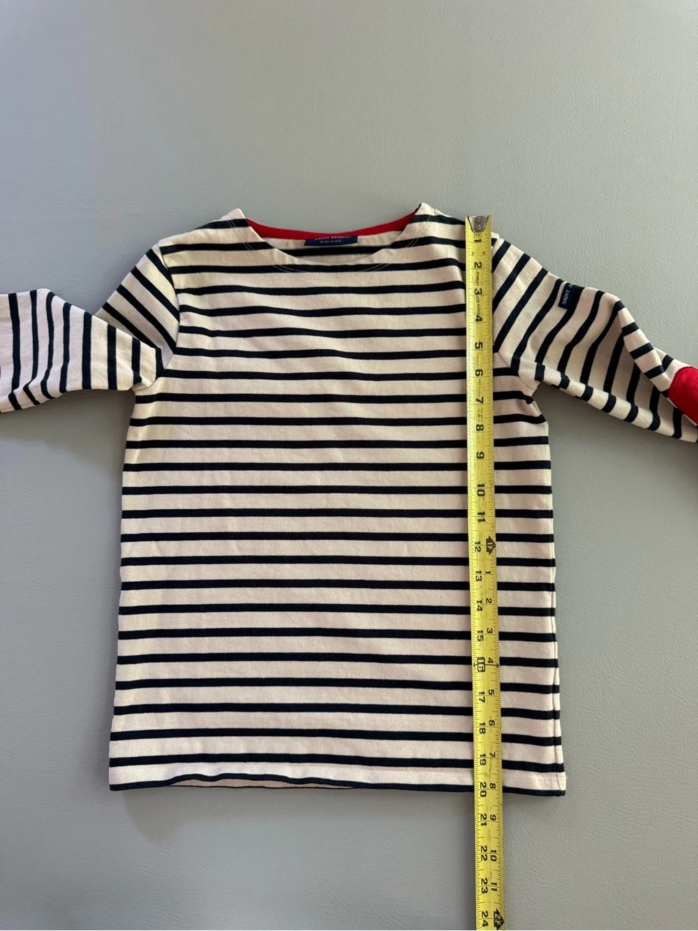 Saint James Girls Vaujany Striped Shirt with Heart Elbow Patches size 12